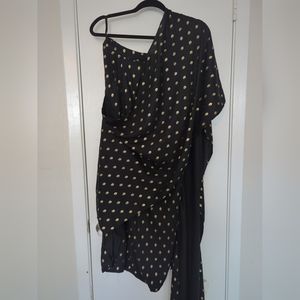 Global Desi Harem Pants Black With Gold Pattern Size S/M Viscose Material